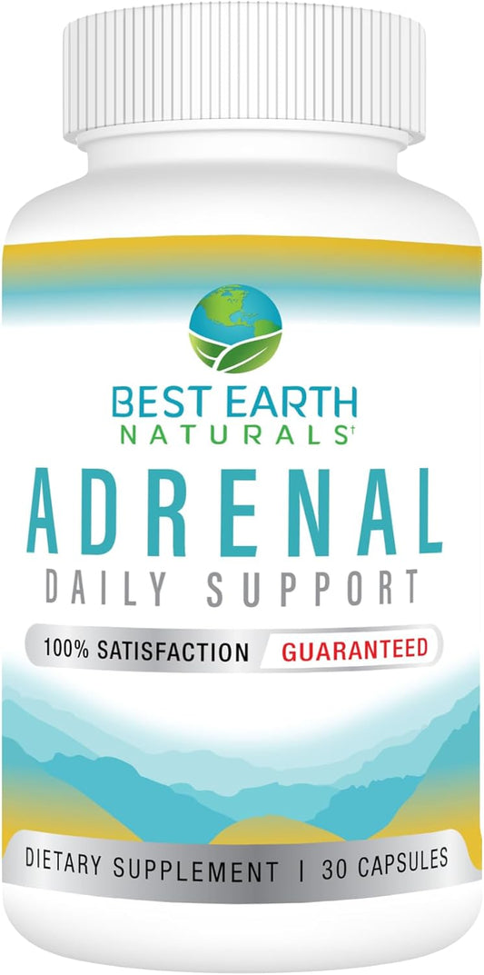Adrenal Support Supplement with Holy Basil, B Vitamins, L-Tyrosine, Rhodiola Rosea, Ashwagandha - 30 Day Supply