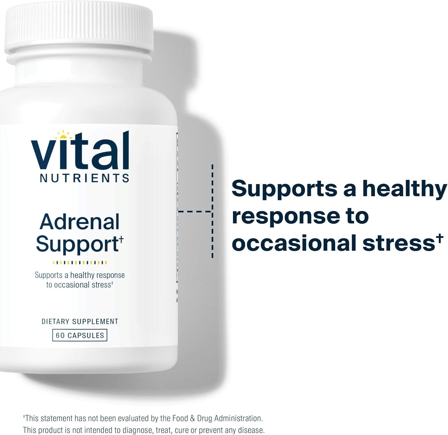 Adrenal Support Supplements for Energy and Stress Management - 60 Capsules, Gluten, Dairy, Soy Free