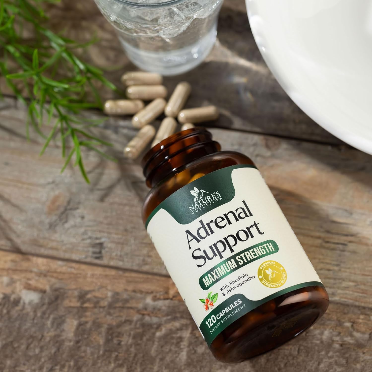 Adrenal Support Supplements with Ashwagandha, Rhodiola Rosea & Holy Basil - Energy Balance, Calm & Relaxation - 120 Capsules