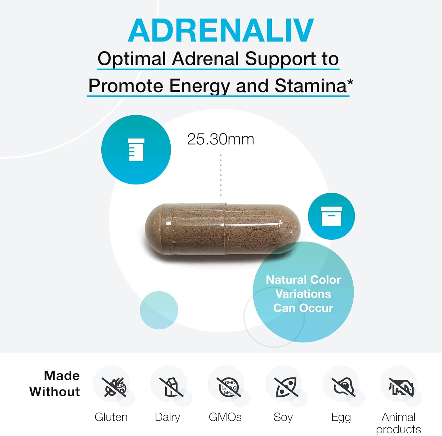 Adrenaliv Supplement - Supports Body's Stress Response, Energy, Stamina - Rhodiola, Eleuthero, Adrenal Complex, Licorice, Vitamin B6 (60 Capsules)