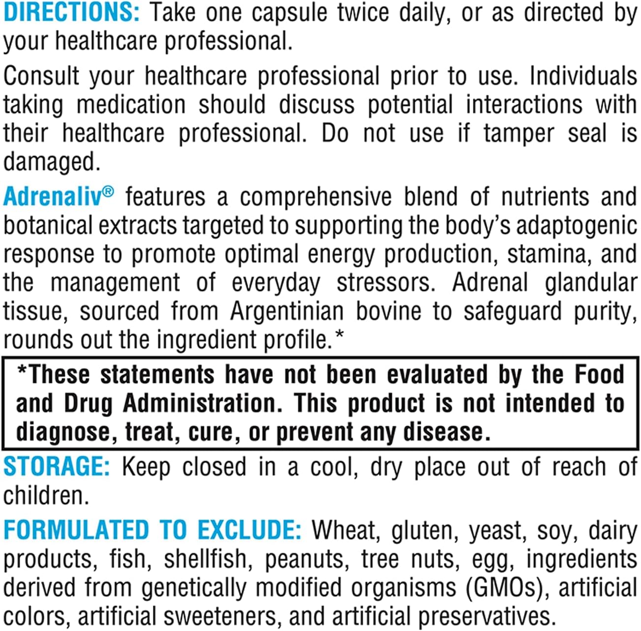 Adrenaliv Supplement - Supports Body's Stress Response, Energy, Stamina - Rhodiola, Eleuthero, Adrenal Complex, Licorice, Vitamin B6 (60 Capsules)