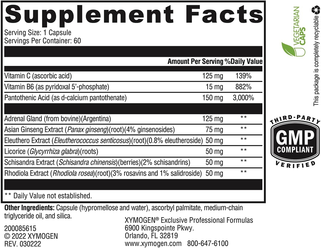 Adrenaliv Supplement - Supports Body's Stress Response, Energy, Stamina - Rhodiola, Eleuthero, Adrenal Complex, Licorice, Vitamin B6 (60 Capsules)