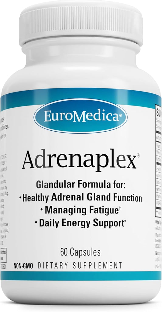 Adrenaplex by EuroMedica - Adrenal Function Support Supplement with L-Tyrosine, Pantothenic Acid & Vitamin B6 - Promotes Adrenal Gland Health & Positive Mood - 60 Capsules