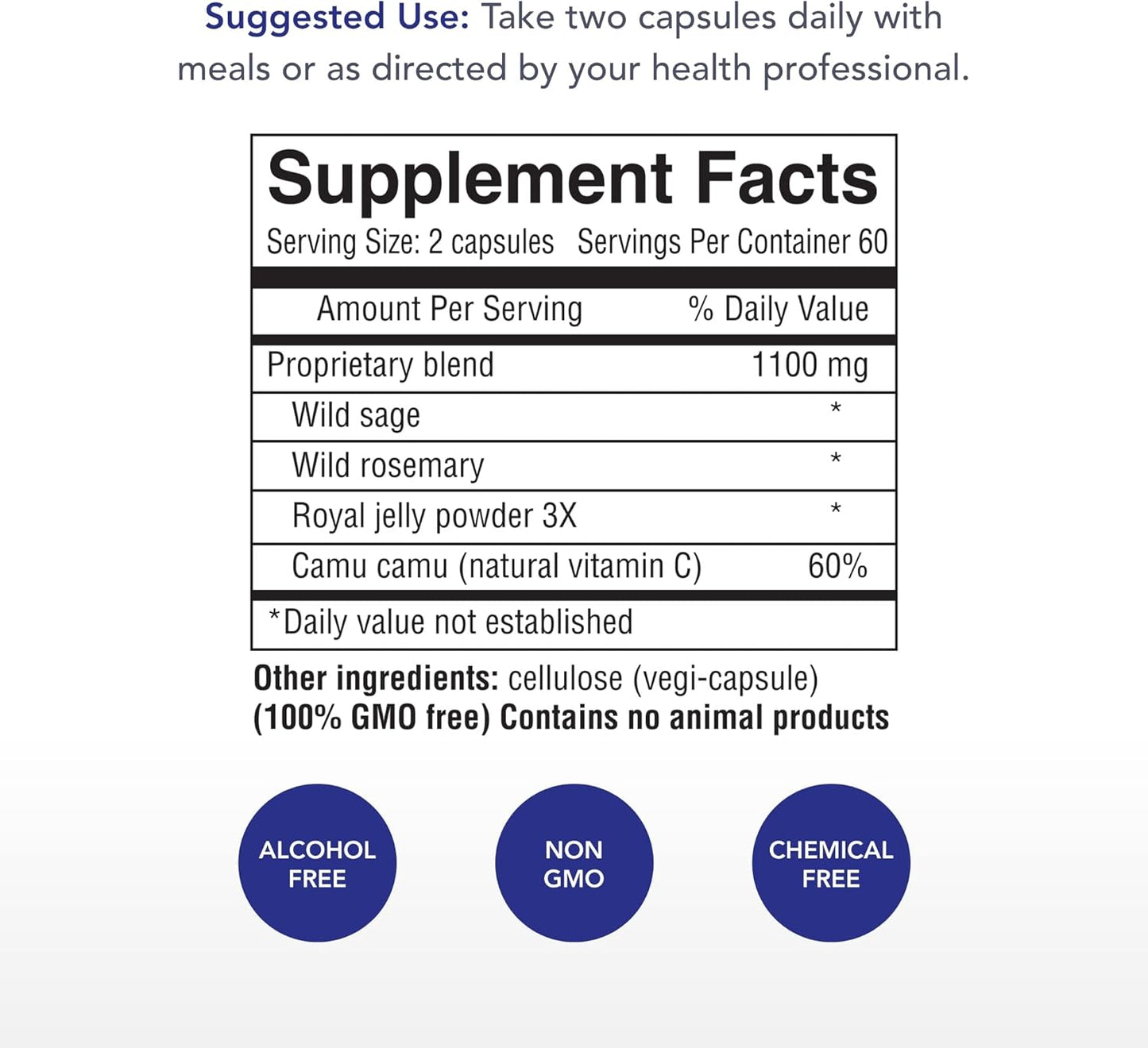 AdrenoPower Energy and Adrenal Support Capsules with Royal Jelly and Camu Camu - 120 Count