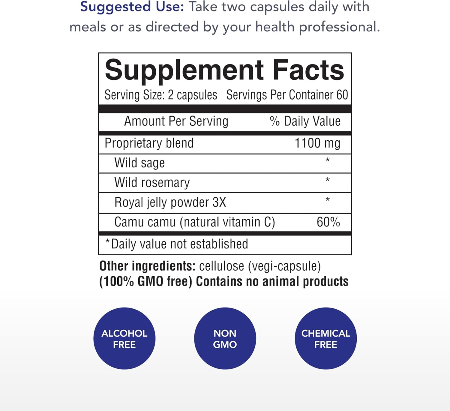 AdrenoPower Energy and Adrenal Support Capsules with Royal Jelly and Camu Camu - 120 Count