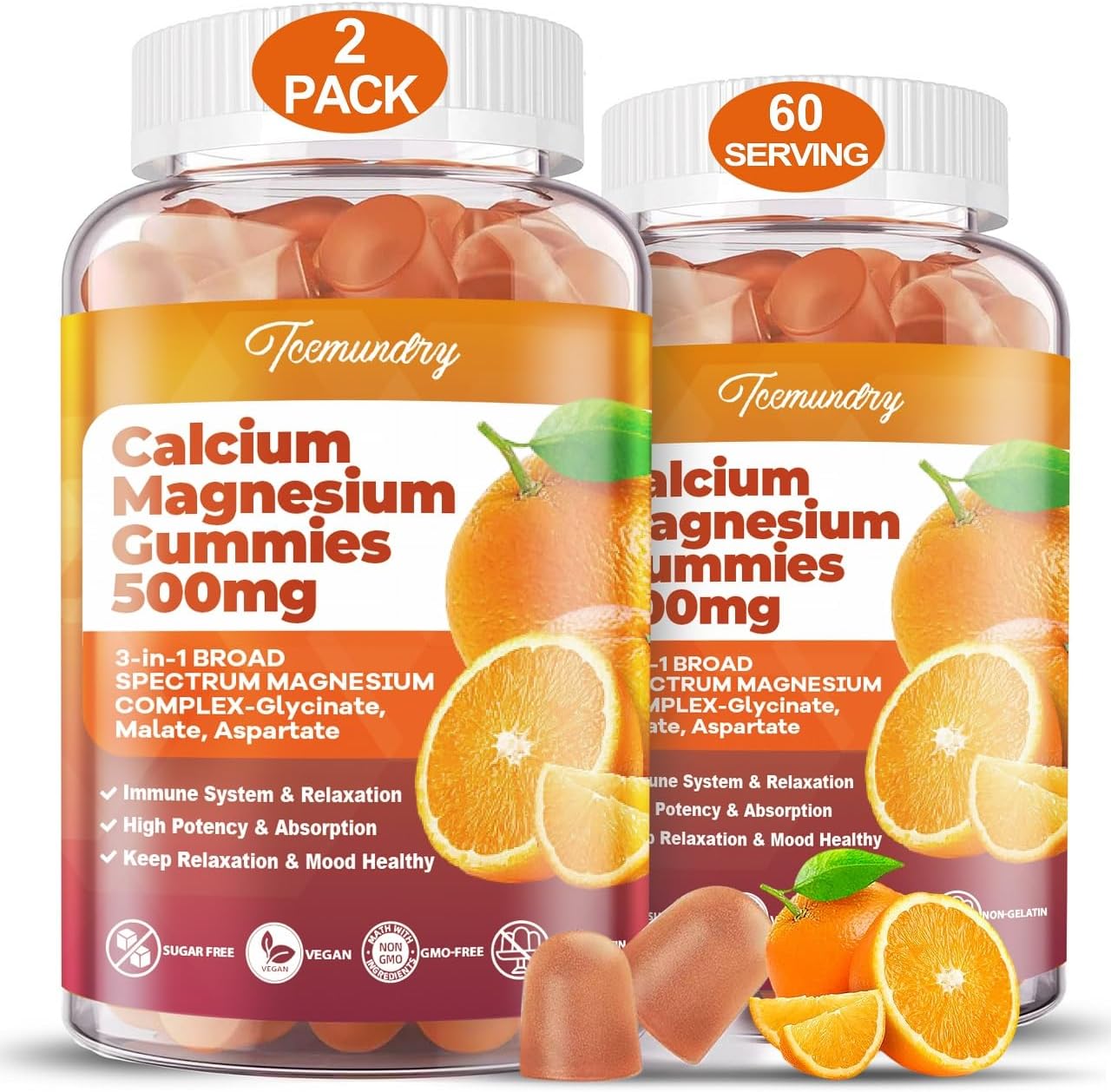Adult Calcium Magnesium Gummies with Vitamin D3 & K2 - 600mg Calcium Citrate for Bone Health, Sleep, Energy, and Immune Support - 120 Count