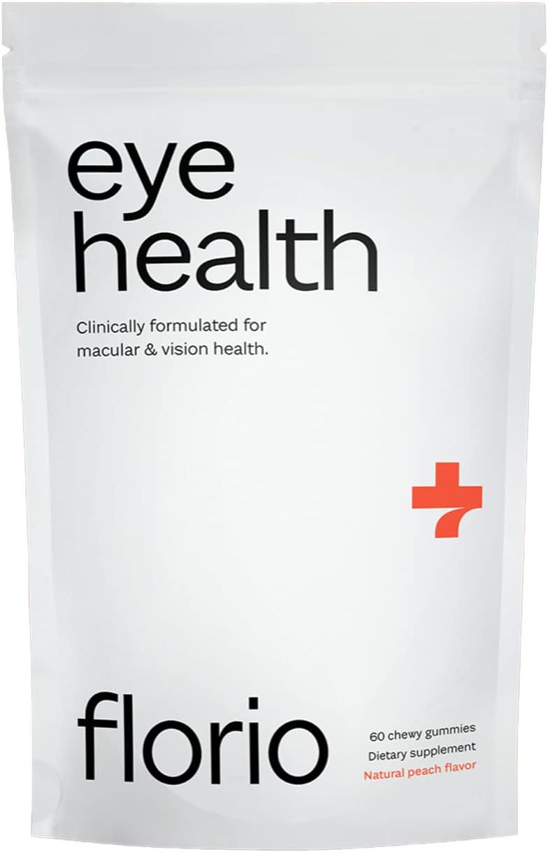 Adult Eye Health Gummy Vitamins with 2X Lutein & Zeaxanthin, Vitamins A, B2, B3, C & E, Preserve Macular & Retinal Health, 30-Day Supply, Peach Flavor