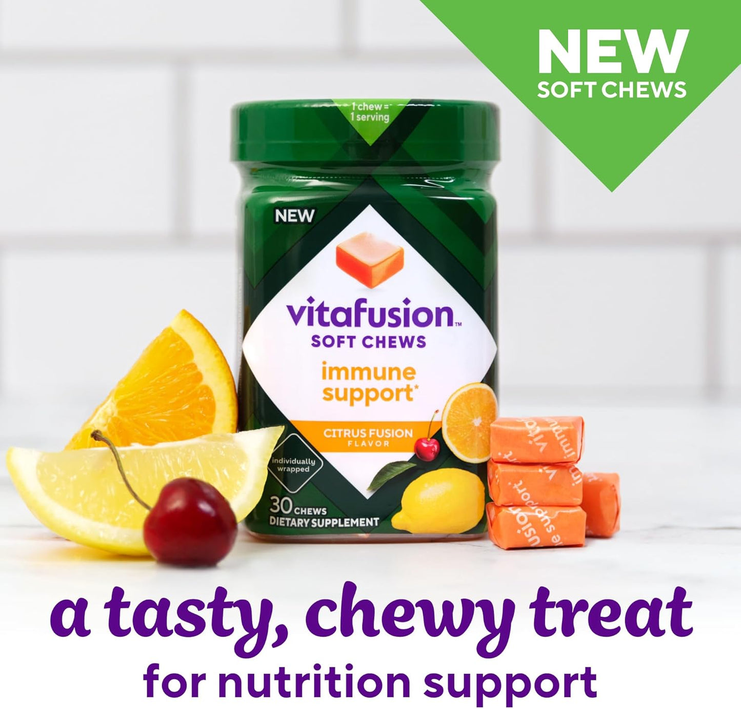 Adult Vitamin C Soft Chews for Immune Support - Citrus Fusion Flavor - 30 Chews