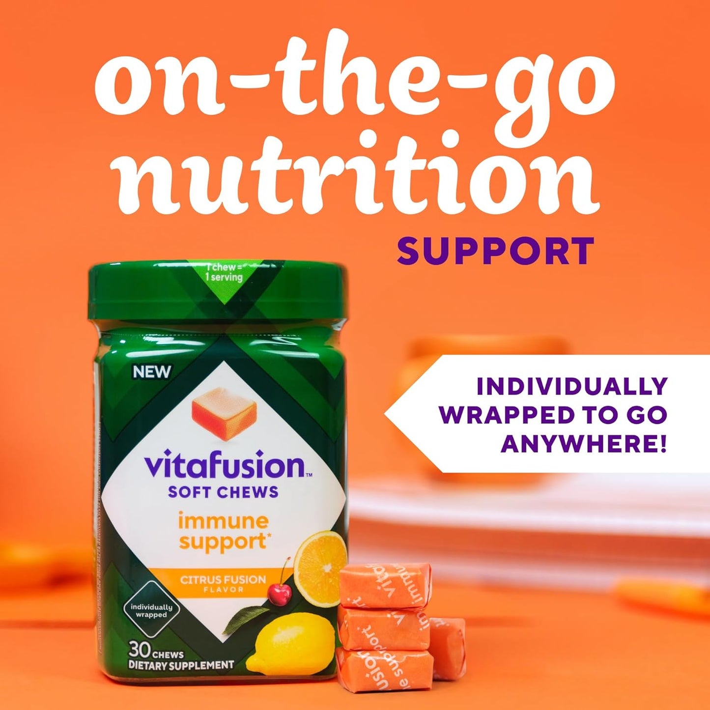 Adult Vitamin C Soft Chews for Immune Support - Citrus Fusion Flavor - 30 Chews