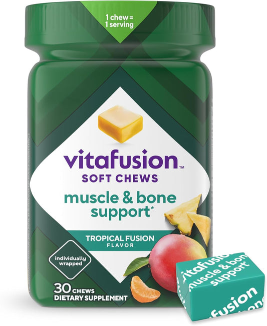 Adult Vitamin D Soft Chews for Muscle & Bone Support - Tropical Fusion Flavor, 30 Day Supply
