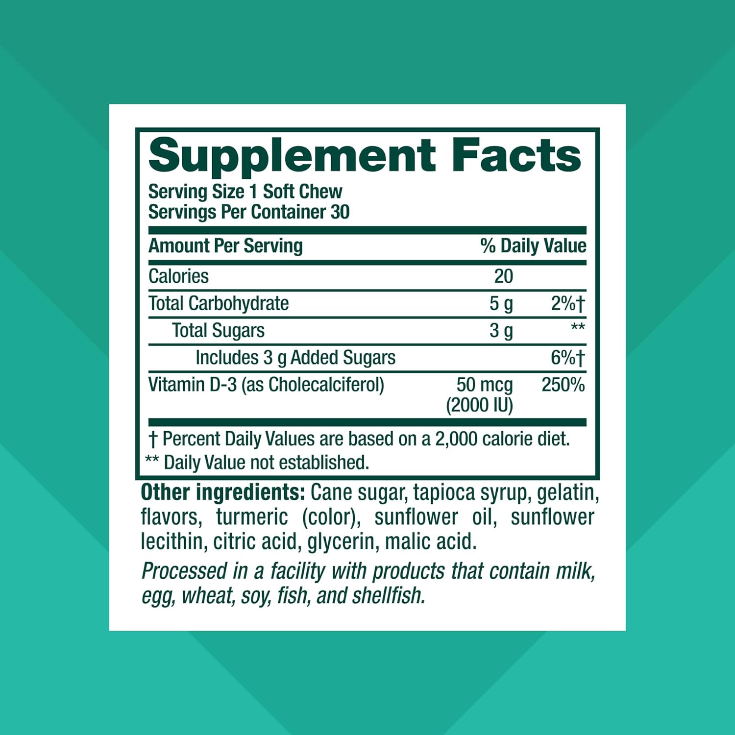 Adult Vitamin D Soft Chews for Muscle & Bone Support - Tropical Fusion Flavor, 30 Day Supply