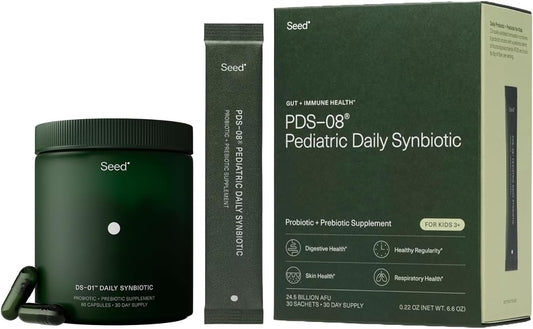 Adults and Kids Seed Prebiotic & Probiotic Bundle - Daily Synbiotic for Women & Men, Pediatric Daily Synbiotic - Gut Health, Immune Support - 2-Piece Bundle