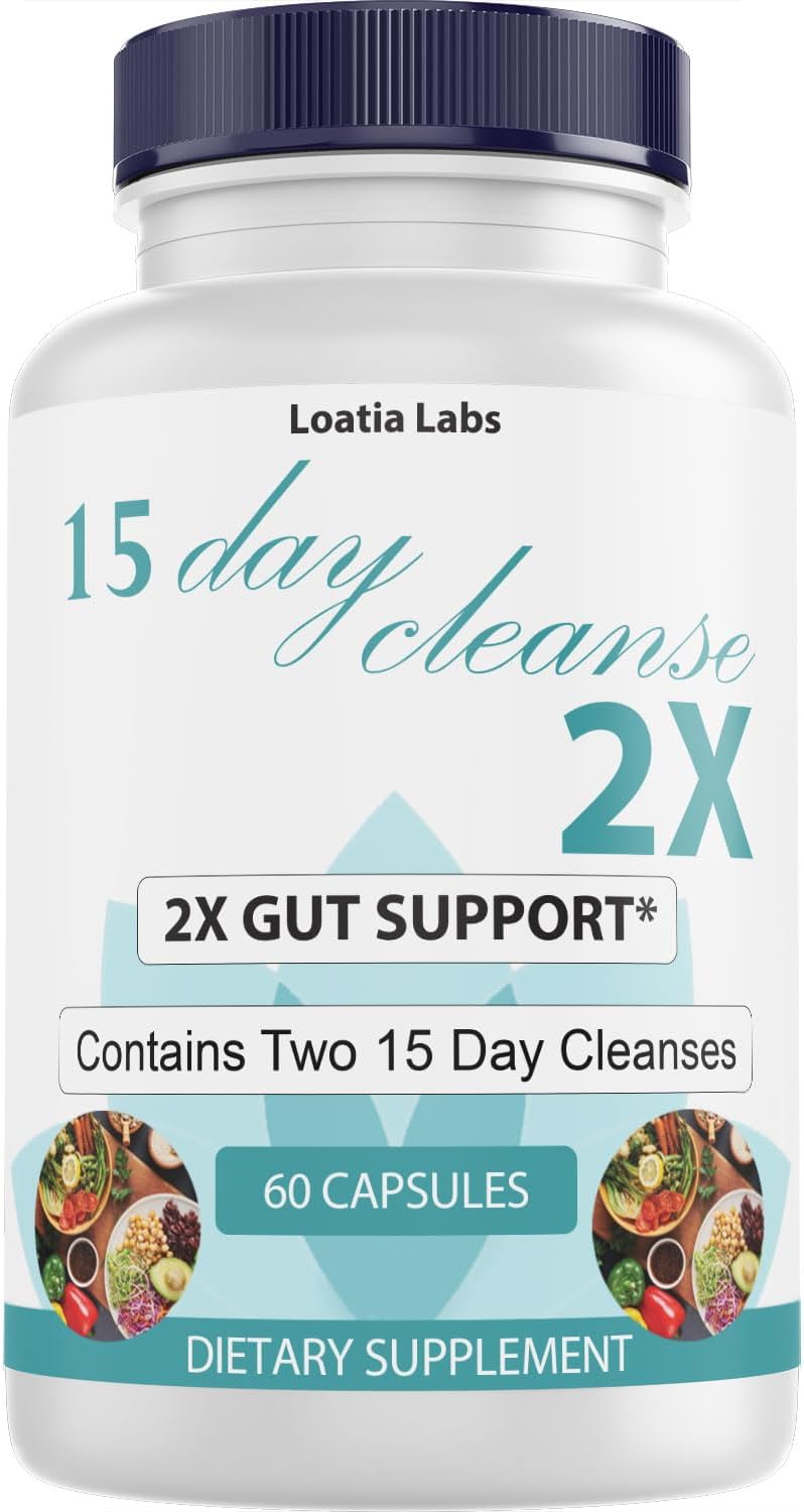 Advanced 15 Day Cleanse for Men & Women - Double Gut & Colon Support - Detox with Alfalfa, Cascara Sagrada, Probiotics & Psyllium Husk - Non-GMO - 60 Capsules - Made in USA
