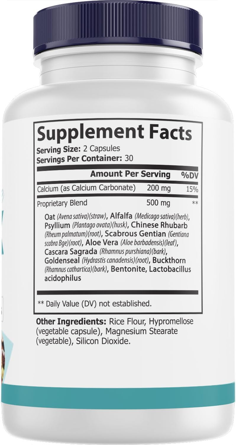 Advanced 15 Day Cleanse for Men & Women - Double Gut & Colon Support - Detox with Alfalfa, Cascara Sagrada, Probiotics & Psyllium Husk - Non-GMO - 60 Capsules - Made in USA