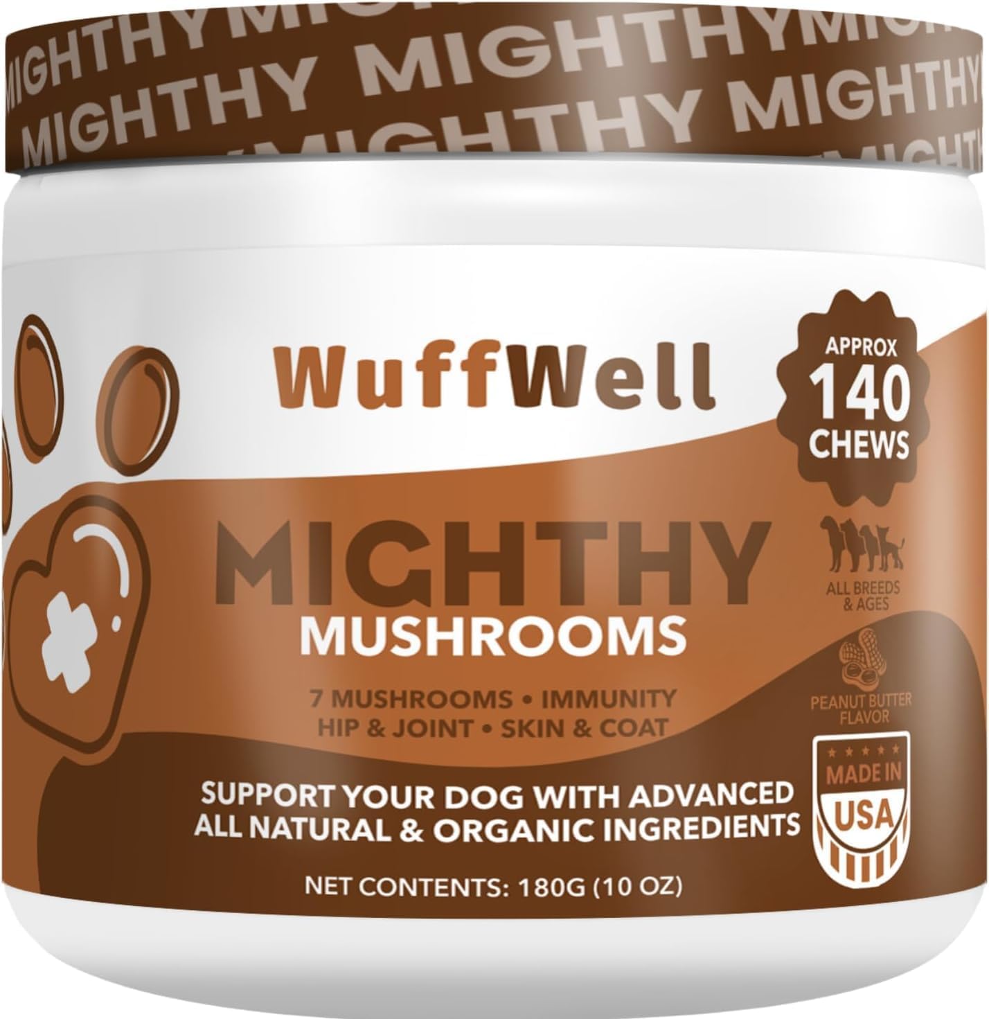 Advanced 7 Mushroom Blend Dog Supplement with Turkey Tail, Lions Mane, Reishi - 140 Chews - Green Lipped Mussel, Salmon Oil, Probiotics for Immune Support