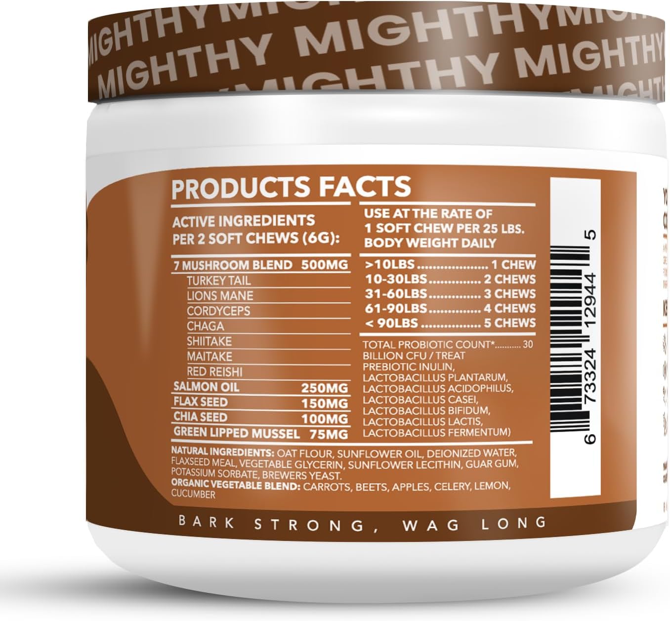 Advanced 7 Mushroom Blend Dog Supplement with Turkey Tail, Lions Mane, Reishi - 140 Chews - Green Lipped Mussel, Salmon Oil, Probiotics for Immune Support