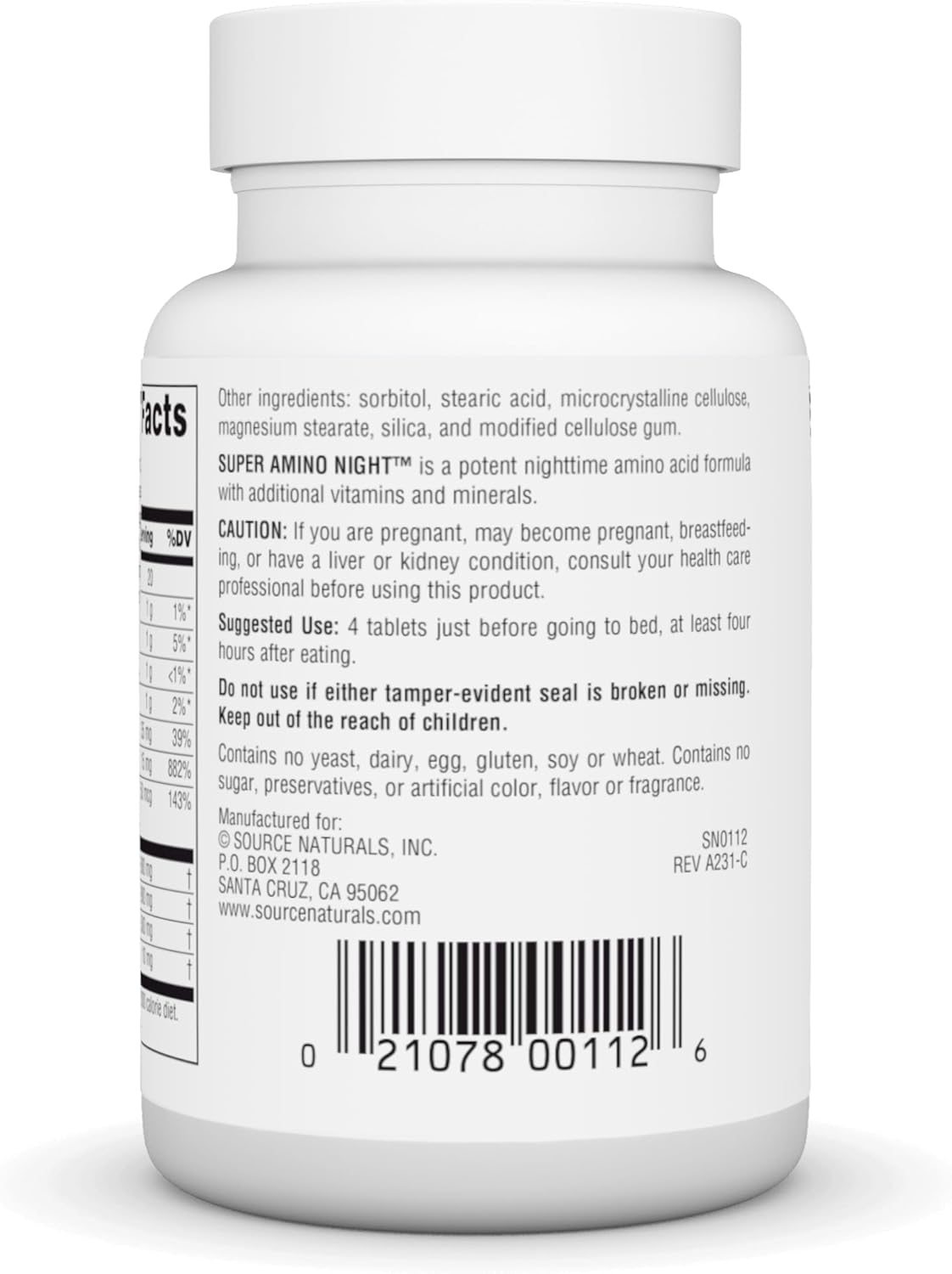 Advanced Amino Acid Formula for Nighttime Recovery - 60 Capsules by Source Naturals