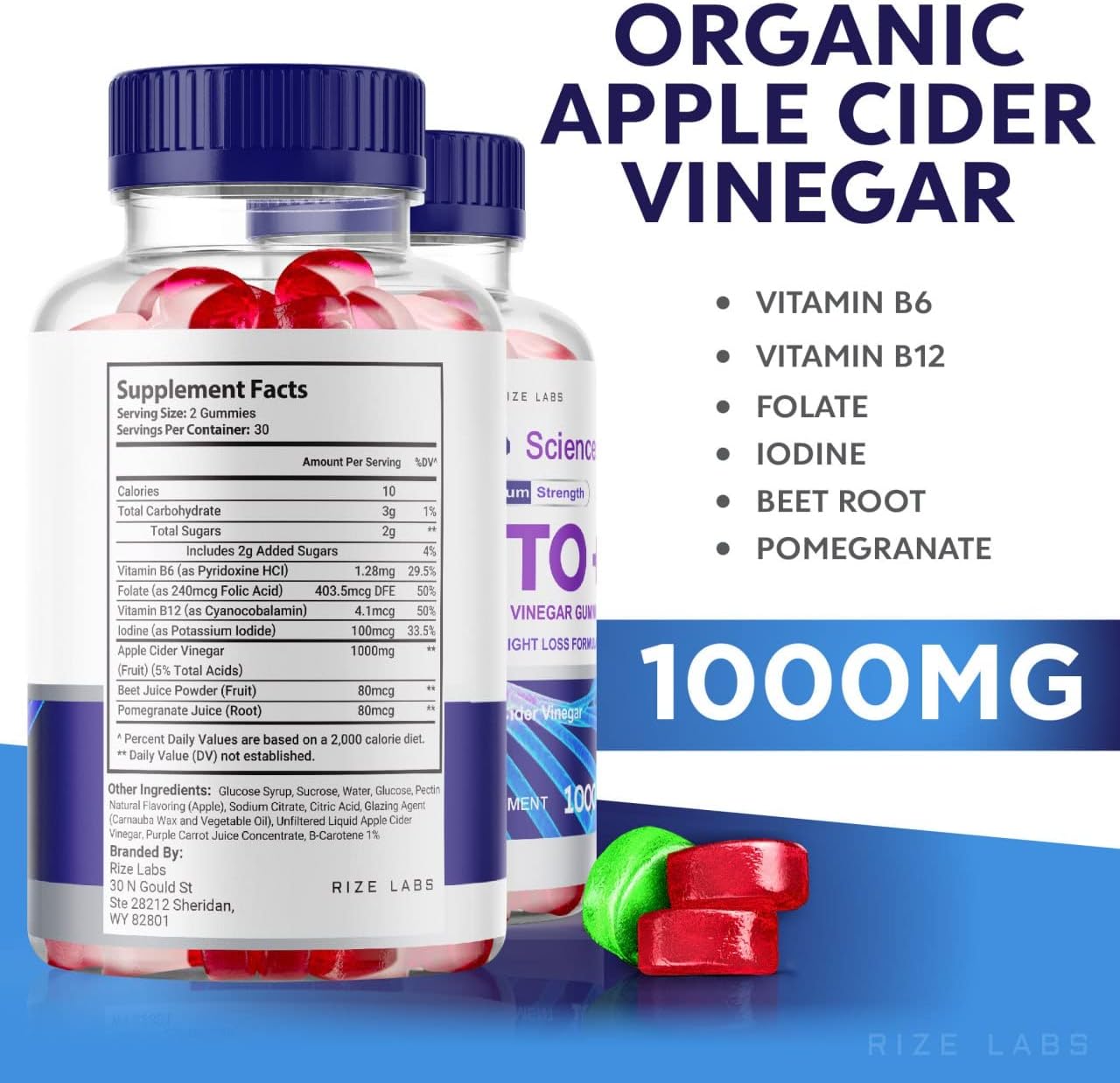 Advanced Bio Science Keto Plus Gummies with Apple Cider Vinegar - Extra Strength Slimming Formula Formula (60 Gummies)