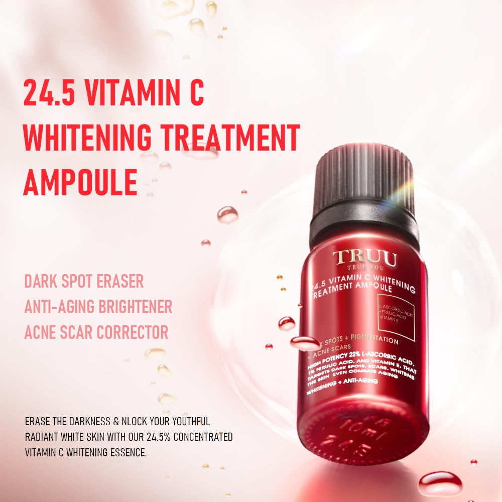 Advanced Brightening Vitamin C Treatment Ampoule with Vitamin E & Ferulic Acid - Targets Dark Spots, Scars, Dullness - 0.35 Oz