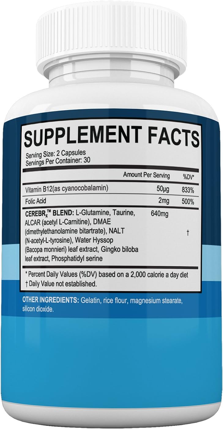 Advanced Cognitive Support Supplement with L-Glutamine & Bacopa Monnieri for Enhanced Cognitive Health & Function