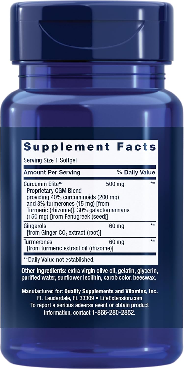 Advanced Curcumin Elite Turmeric Extract with Ginger for Inflammatory & Immune Support - Cardiovascular & Brain Health - 30 Softgels
