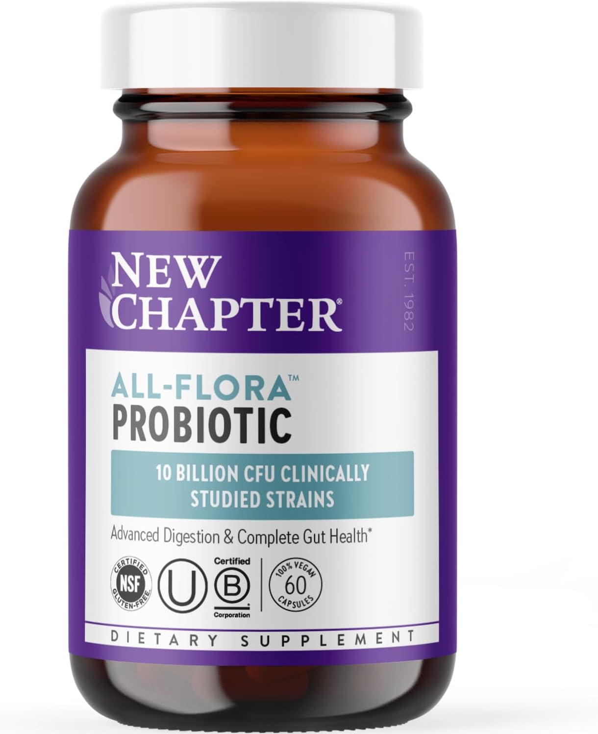 Advanced Digestion & Gut Health Probiotic - 60 ct (2 Month Supply) with Prebiotics + Postbiotics, Clinically Studied Strains, Vegan, Non-GMO