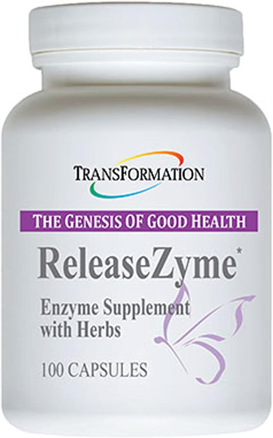 Advanced Digestive Support Supplement with Protease & Plant-Based Enzymes - 100 Capsules - Boost Gut Health with Transformation Enzymes ReleaseZyme Blend