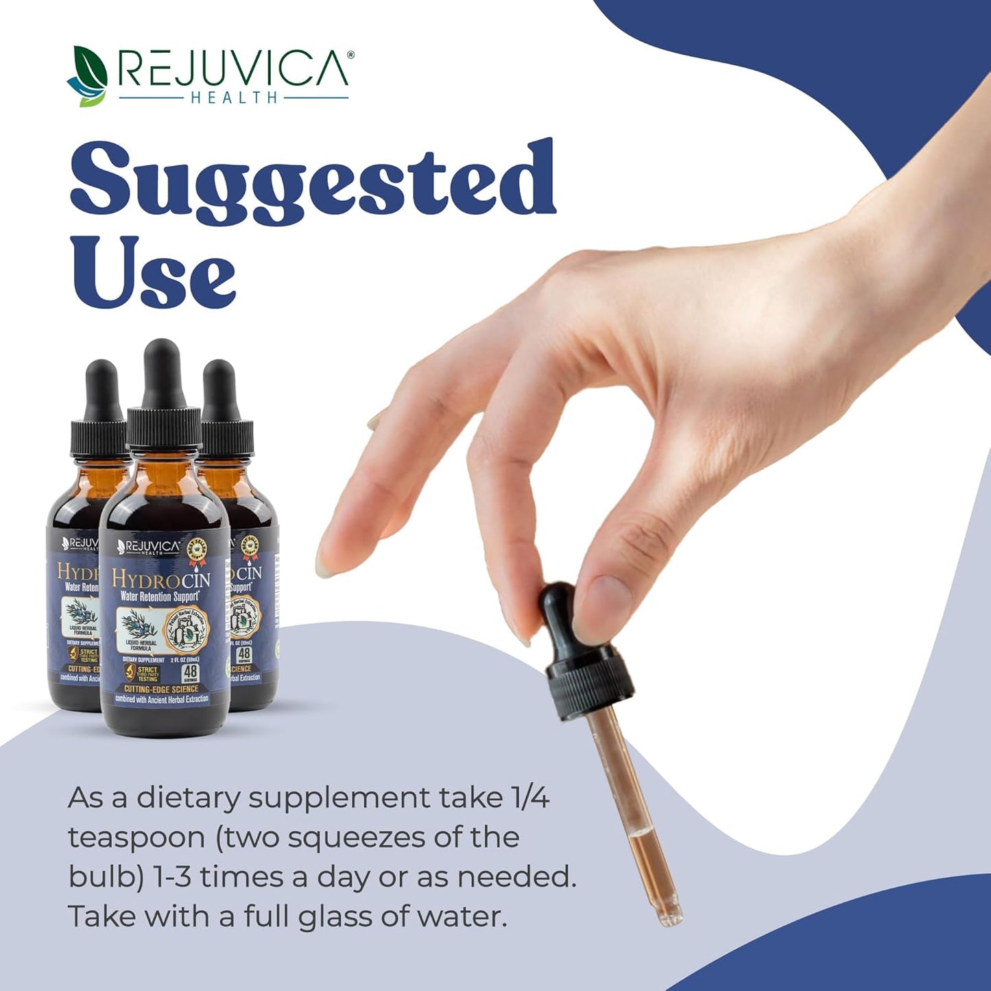 Advanced Diuretic Water Retention Support Supplement - Liquid Formula with Dandelion, Uva Ursi, Juniper Berry, Celery Seed, Green Tea - Rejuvica Health Hydrocin