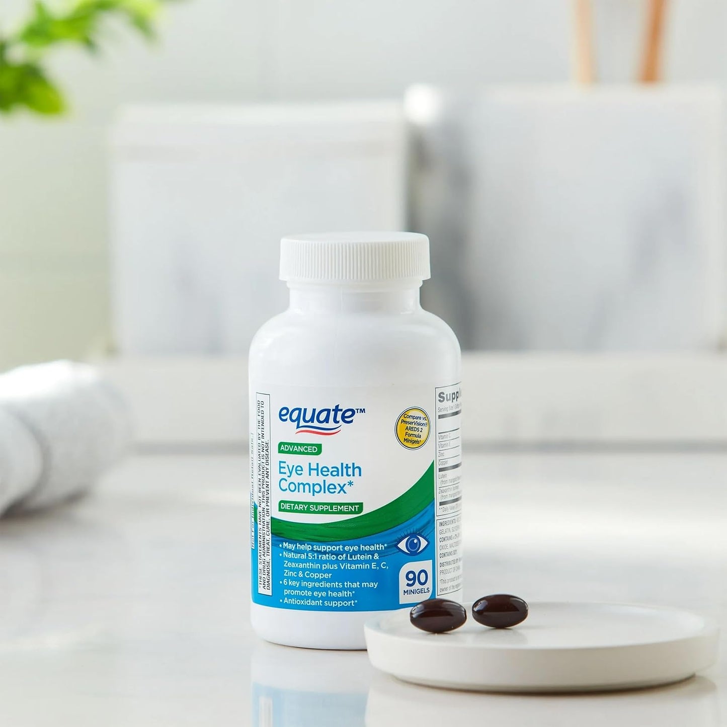 Advanced Eye Health Minigels with Carotenoid Blend, Lutein, Zeaxanthin, Vitamins E, C, Zinc, Copper - 90 Count