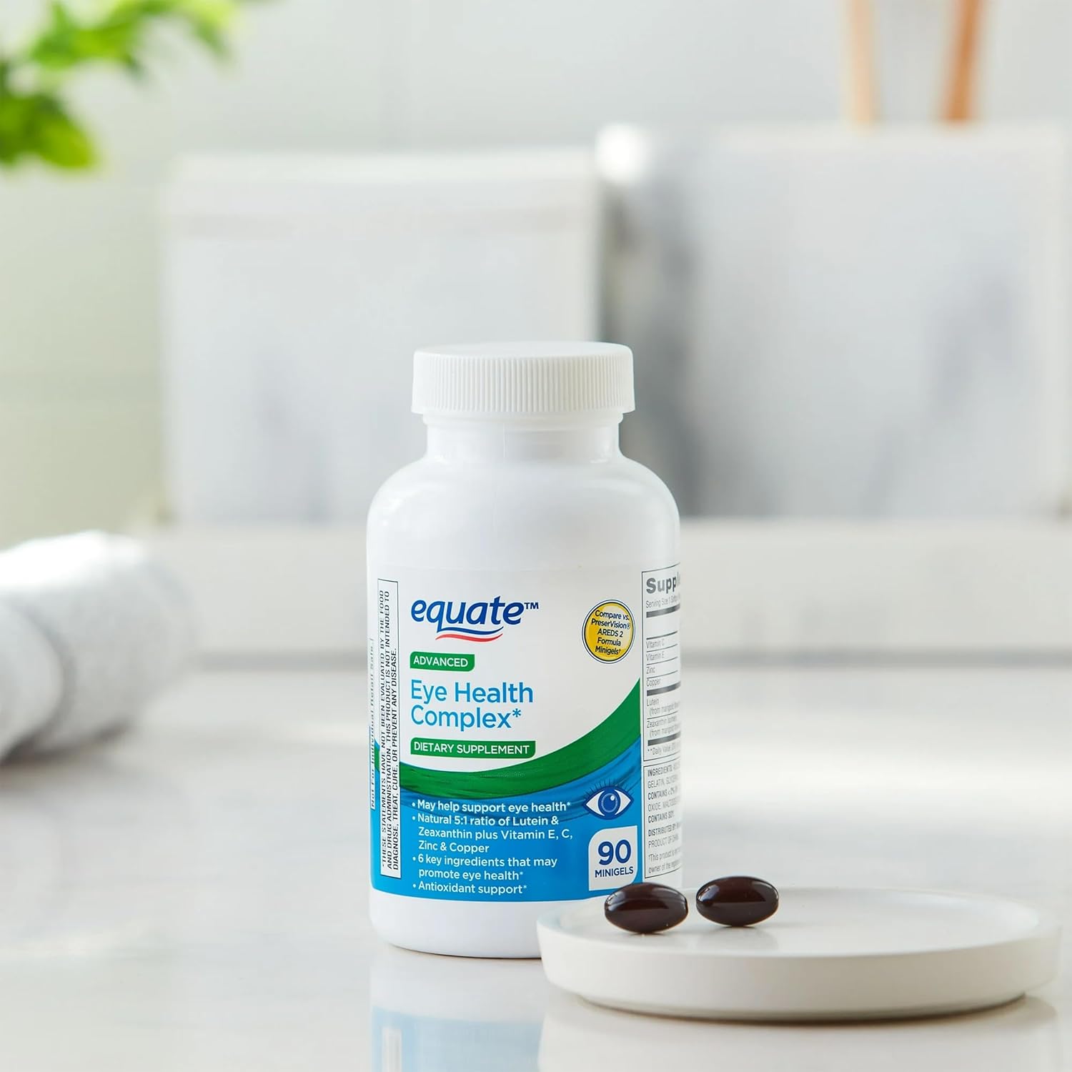 Advanced Eye Health Minigels with Carotenoid Blend, Lutein, Zeaxanthin, Vitamins E, C, Zinc, Copper - 90 Count