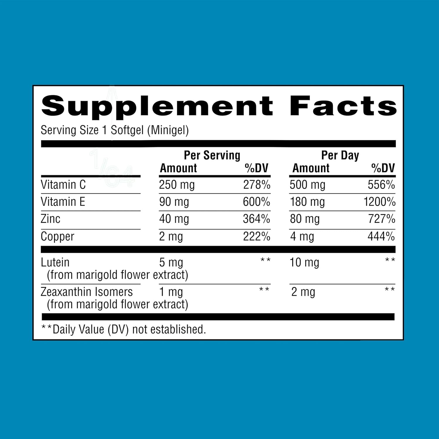 Advanced Eye Health Minigels with Carotenoid Blend, Lutein, Zeaxanthin, Vitamins E, C, Zinc, Copper - 90 Count