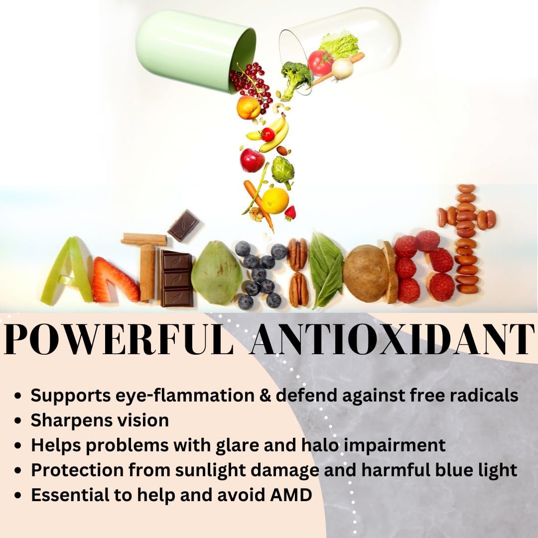 Advanced Eye Health Supplement with Enhanced Absorption - AREDS 2 Plus Formula with Lutein, Zeaxanthin, Bilberry, Eyebright, Zinc, ALA, Quercetin & More