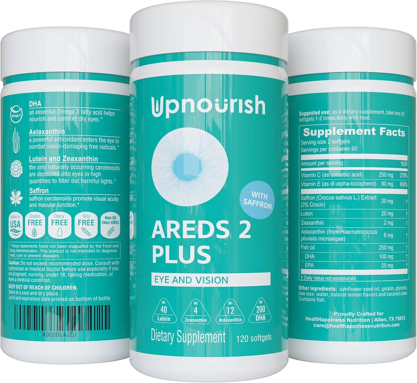 Advanced Eye Vitamin Supplement for Macular Health and Dry Eye - Supports Eye Strain, Pressure, Night Vision - 120 Softgels with Lutein, Zeaxanthin, Saffron, Astaxanthin & DHA