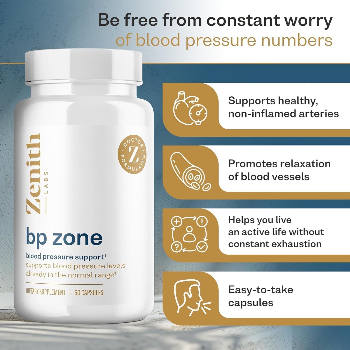 Advanced Formula Natural Blood Pressure Supplement Capsules for Circulatory & Cardiovascular Health Support - Herbal Extract Pills to Lower BP Naturally by Zenith Labs BP Zone