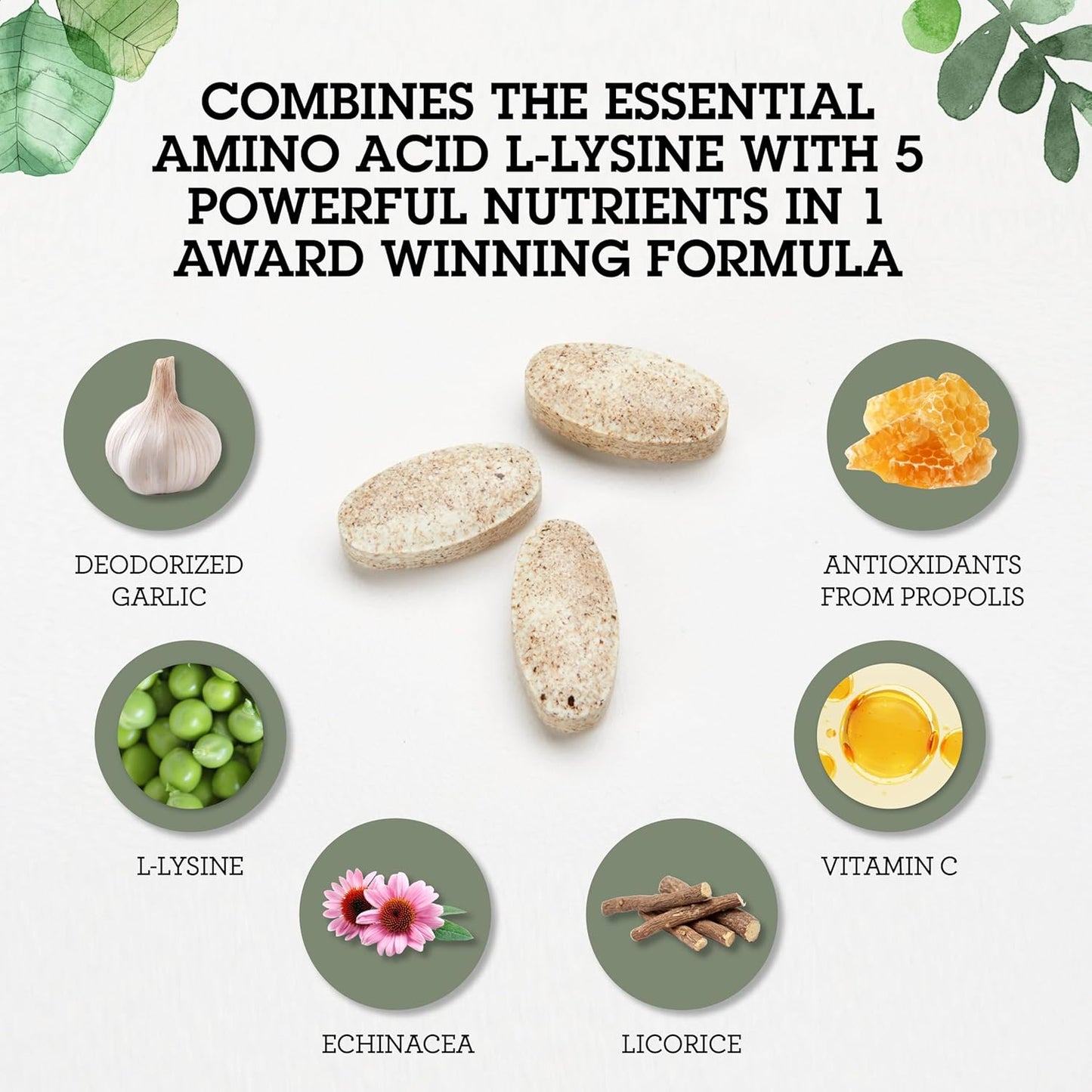 Advanced Formula Quantum Health Super Lysine+ Immune Support with Vitamin C, Echinacea, Licorice, Propolis, Odorless Garlic - 90 Tablets