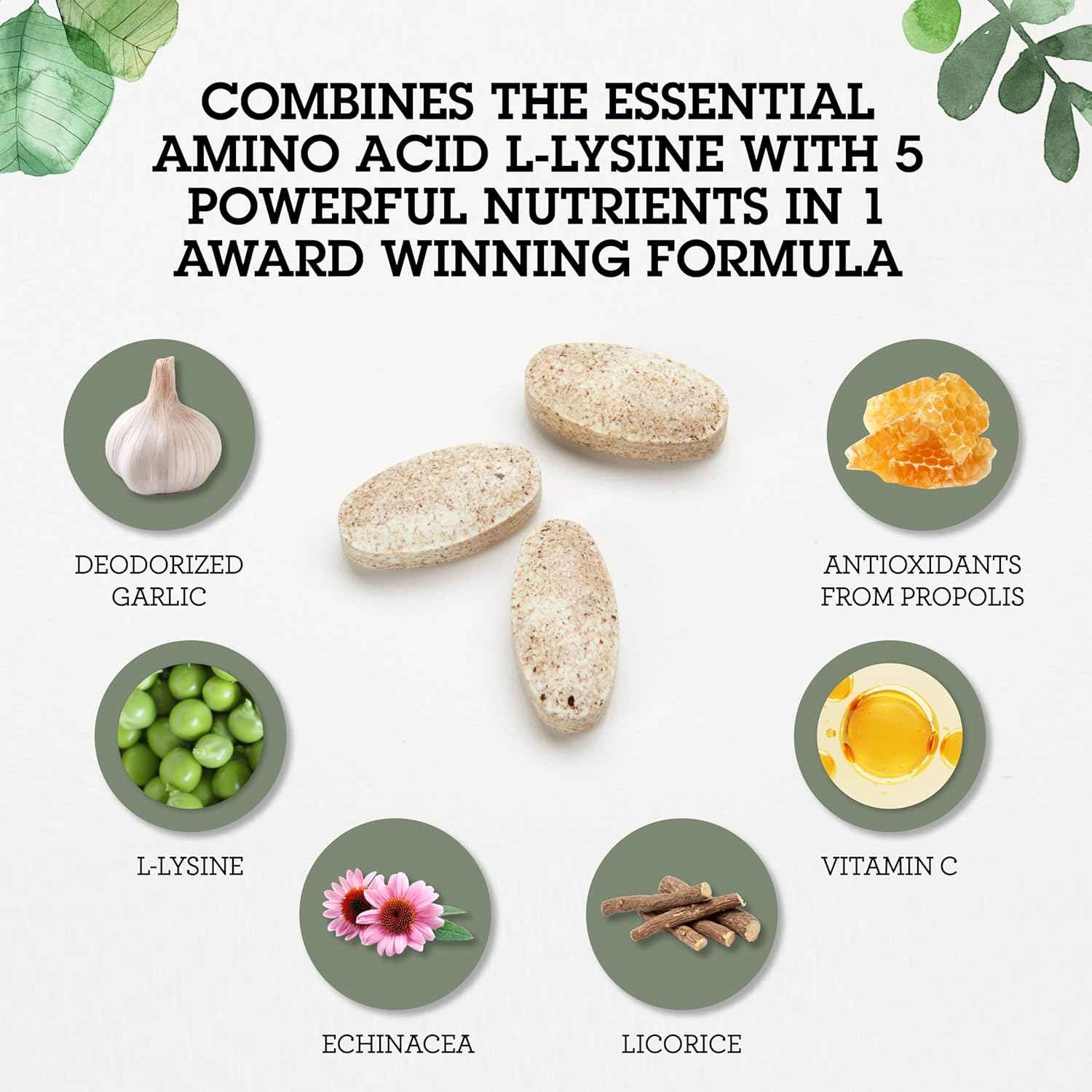 Advanced Formula Quantum Health Super Lysine+ Immune Support with Vitamin C, Echinacea, Licorice, Propolis, Odorless Garlic - 90 Tablets