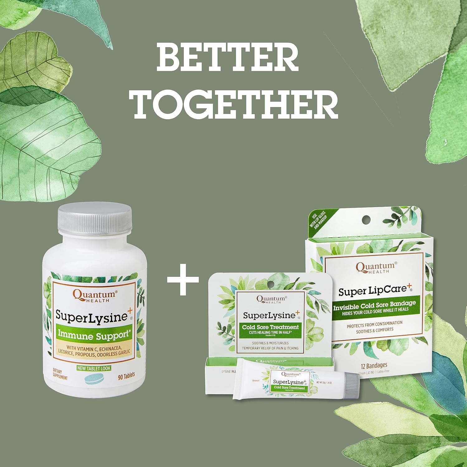 Advanced Formula Quantum Health Super Lysine+ Immune Support with Vitamin C, Echinacea, Licorice, Propolis, Odorless Garlic - 90 Tablets