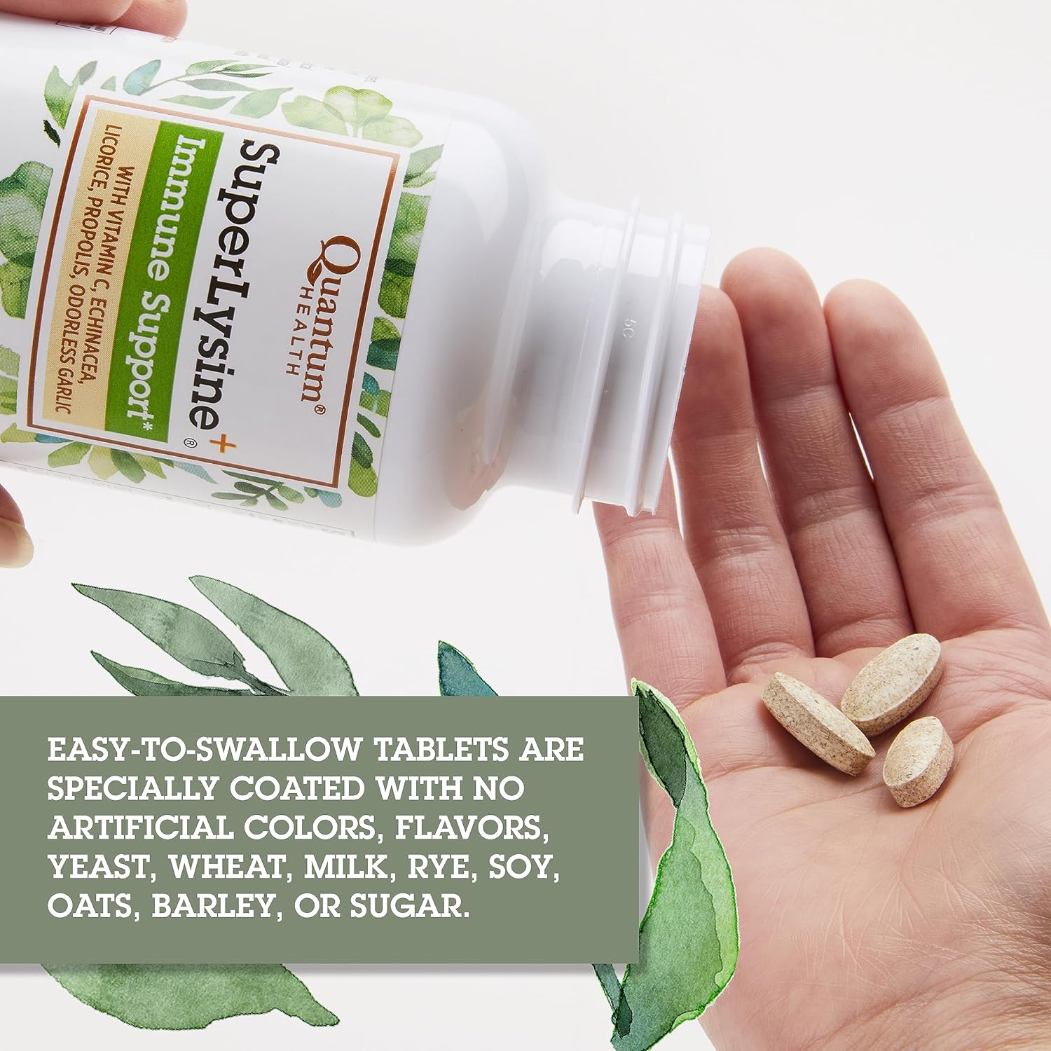 Advanced Formula Quantum Health Super Lysine+ Immune Support with Vitamin C, Echinacea, Licorice, Propolis, Odorless Garlic - 90 Tablets