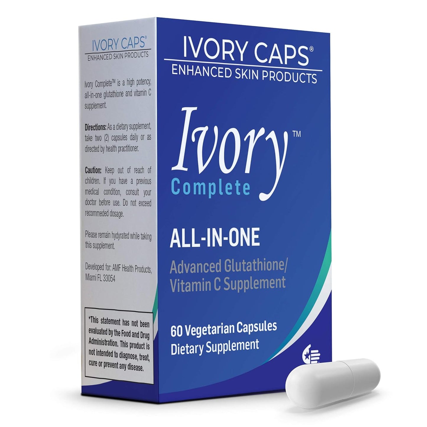 Advanced Glutathione/Vitamin C Supplement with Alpha Lipoic Acid, Bearberry Extract, and Green Tea Extract - Ivory Caps Ivory Complete
