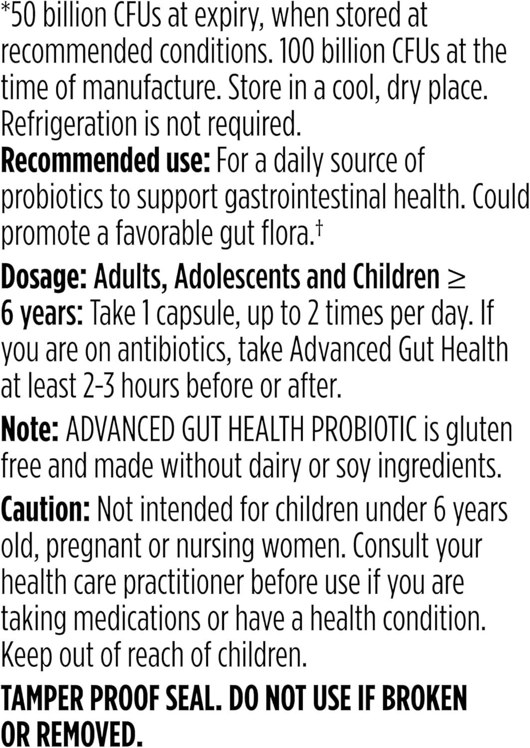 Advanced Gut Health Probiotic Capsules - 50 Billion CFU, 15 Diverse Strains, Soy Free, Gluten Free, Vegan (60 Count)