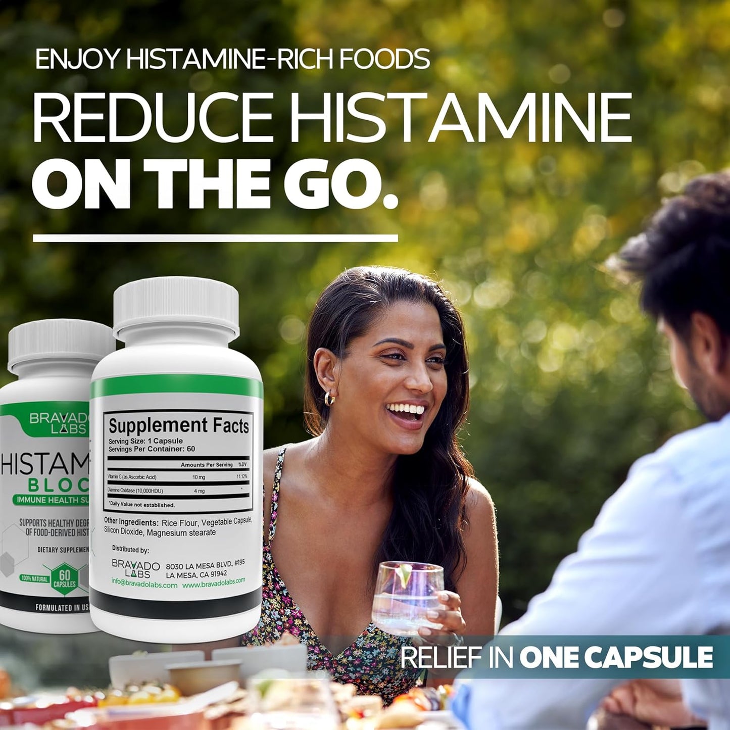 Advanced Histamine Blocker Supplement with Diamine Oxidase (DAO) Enzyme - Premium Formula for Food-Derived Histamine Intolerance - 60 Capsules - Made in USA