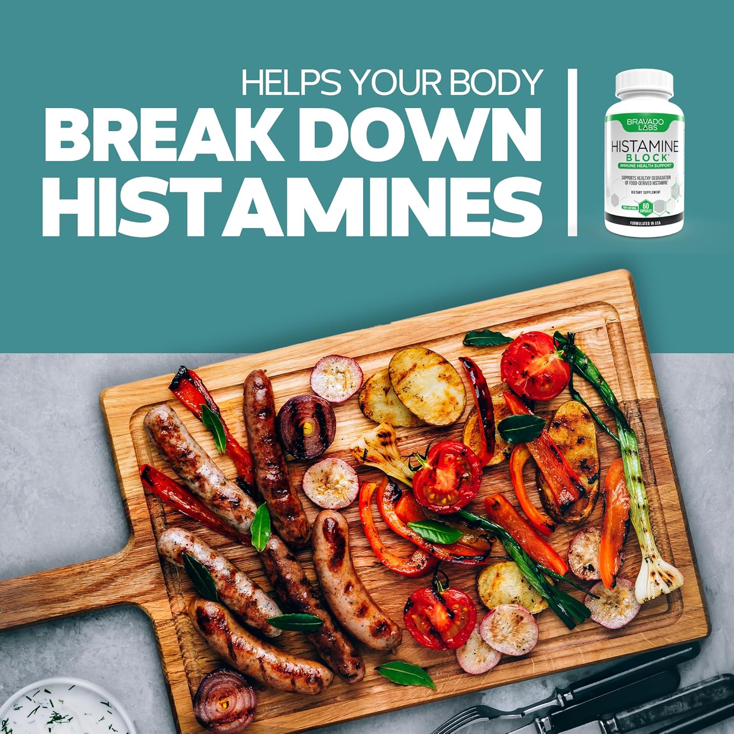 Advanced Histamine Blocker Supplement with Diamine Oxidase (DAO) Enzyme - Premium Formula for Food-Derived Histamine Intolerance - 60 Capsules - Made in USA