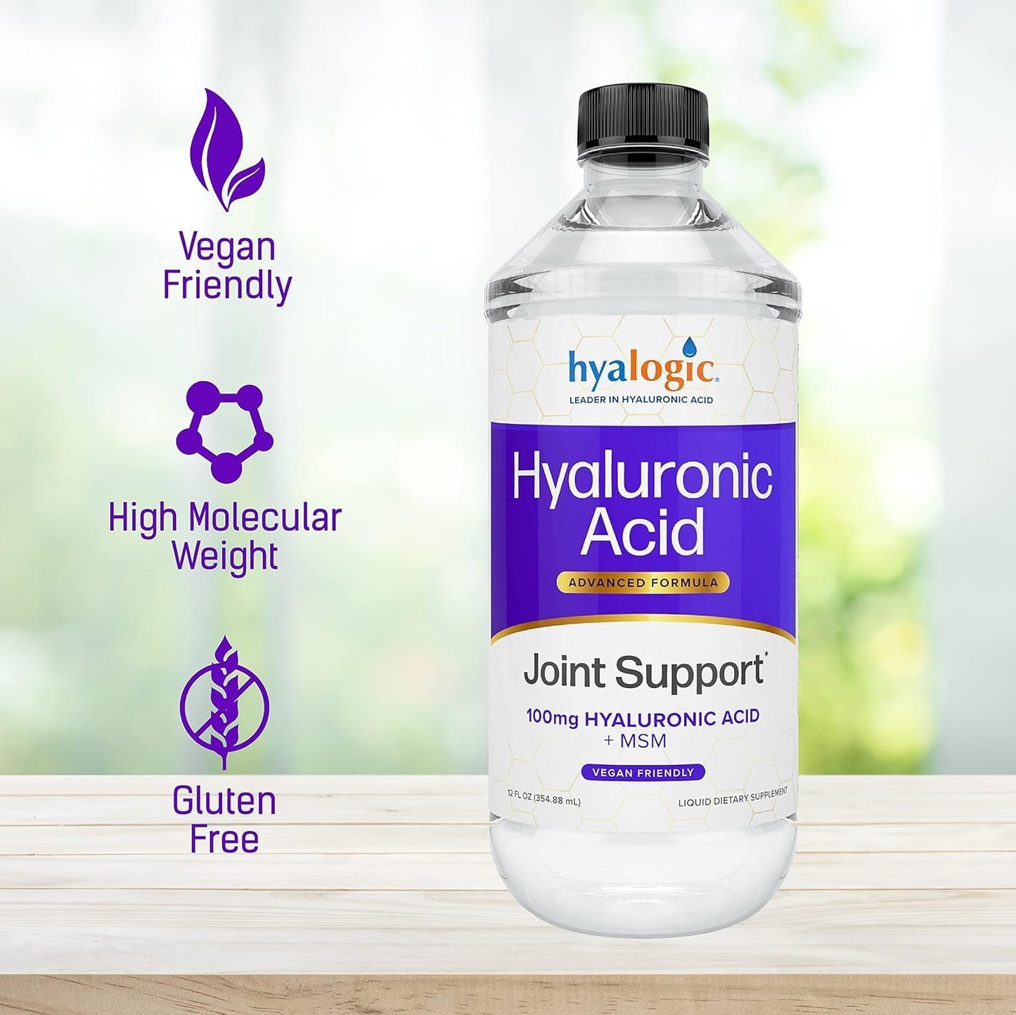 Advanced Hyaluronic Acid Joint Support Supplement with MSM - 12 oz - for Overall Joint Health in Women & Men