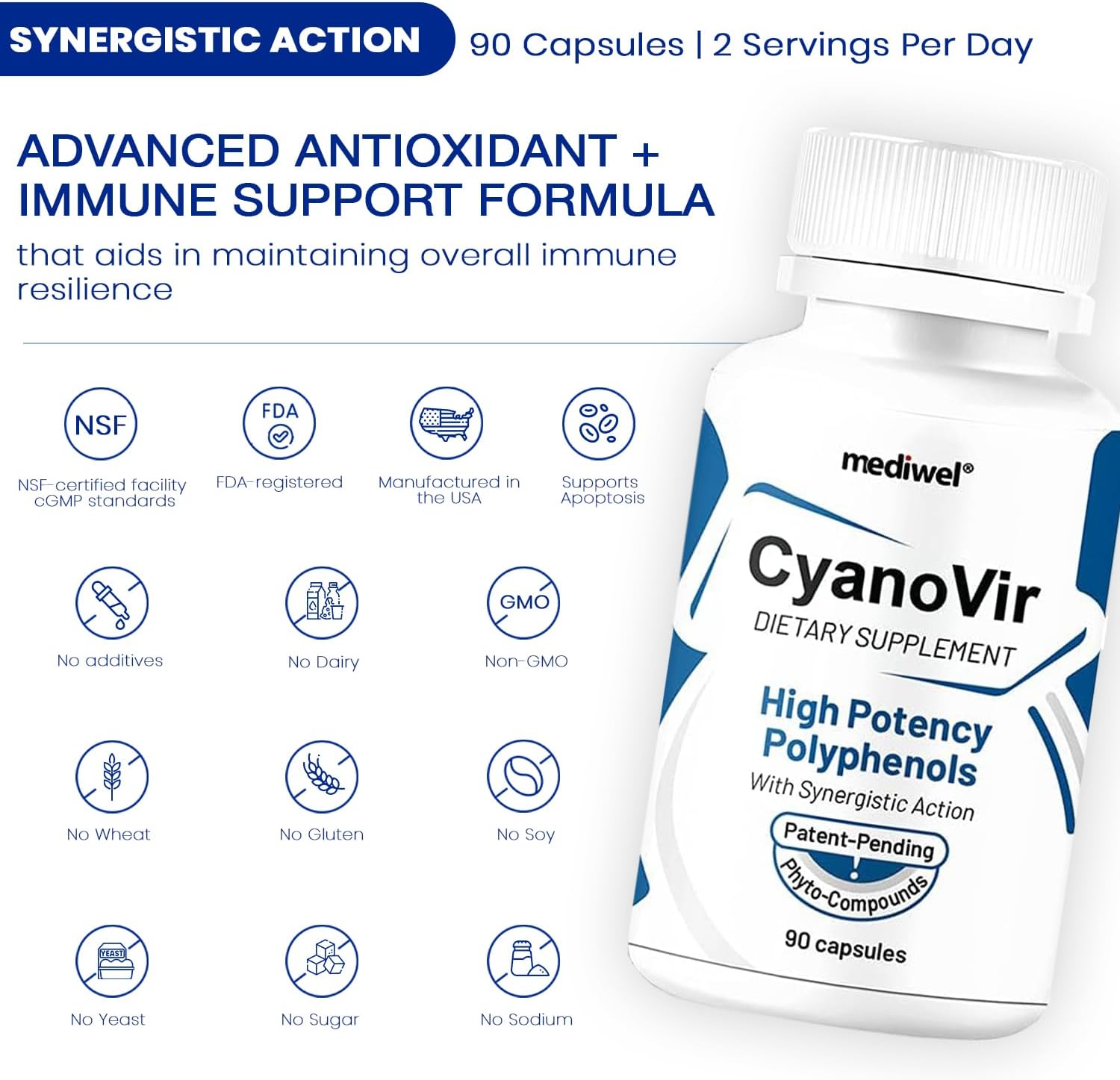 Advanced Immune Support Formula with Quercetin, Luteolin, Apigenin, EGCG - USA-Made Immune Health & Respiratory Function Support