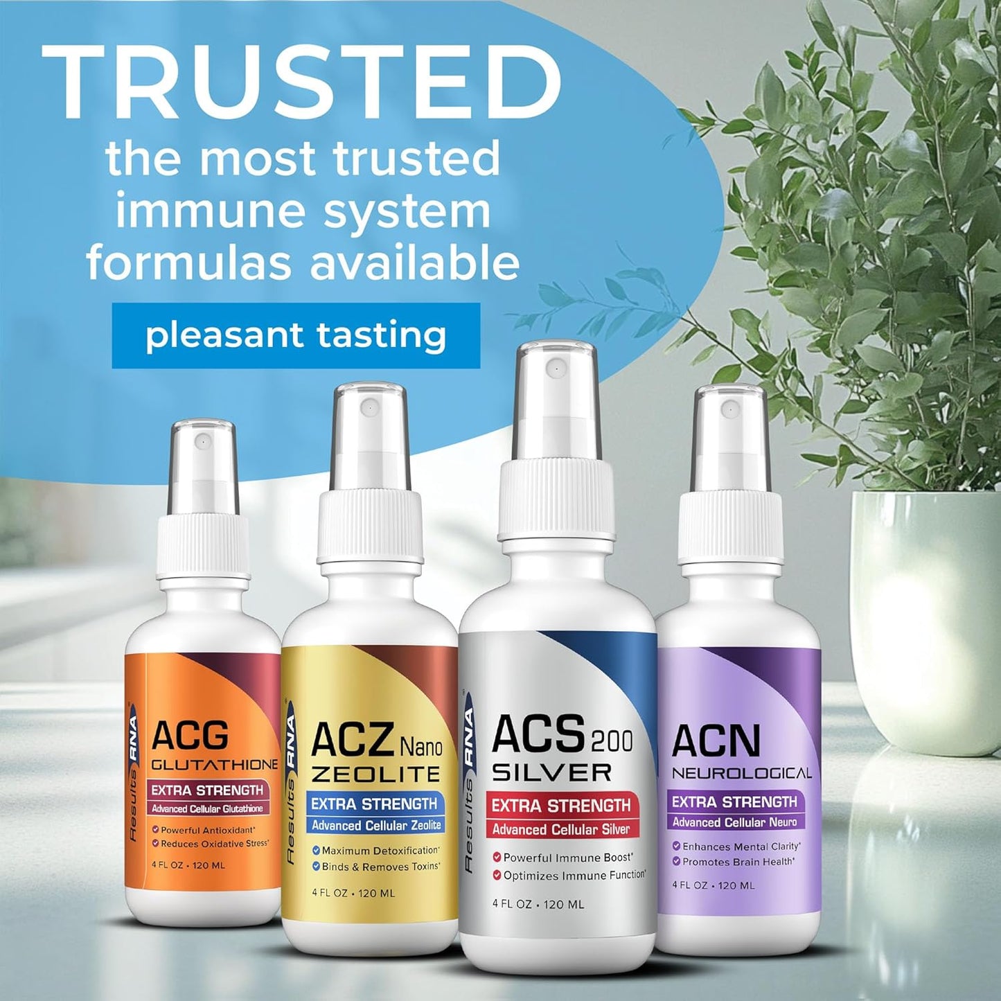 Advanced Immune Support System: ACS 200 Silver/ACZ Nano Zeolite/ACG Glutathione/ACN Neuro - Recommended by Doctors