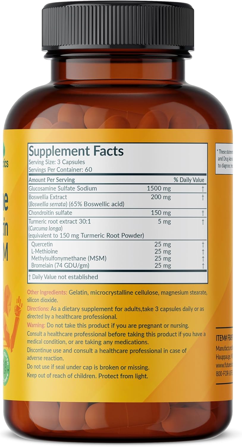 Advanced Joint Formula with Glucosamine, Chondroitin, Turmeric & MSM - 180 Capsules for Healthy Joints & Mobility