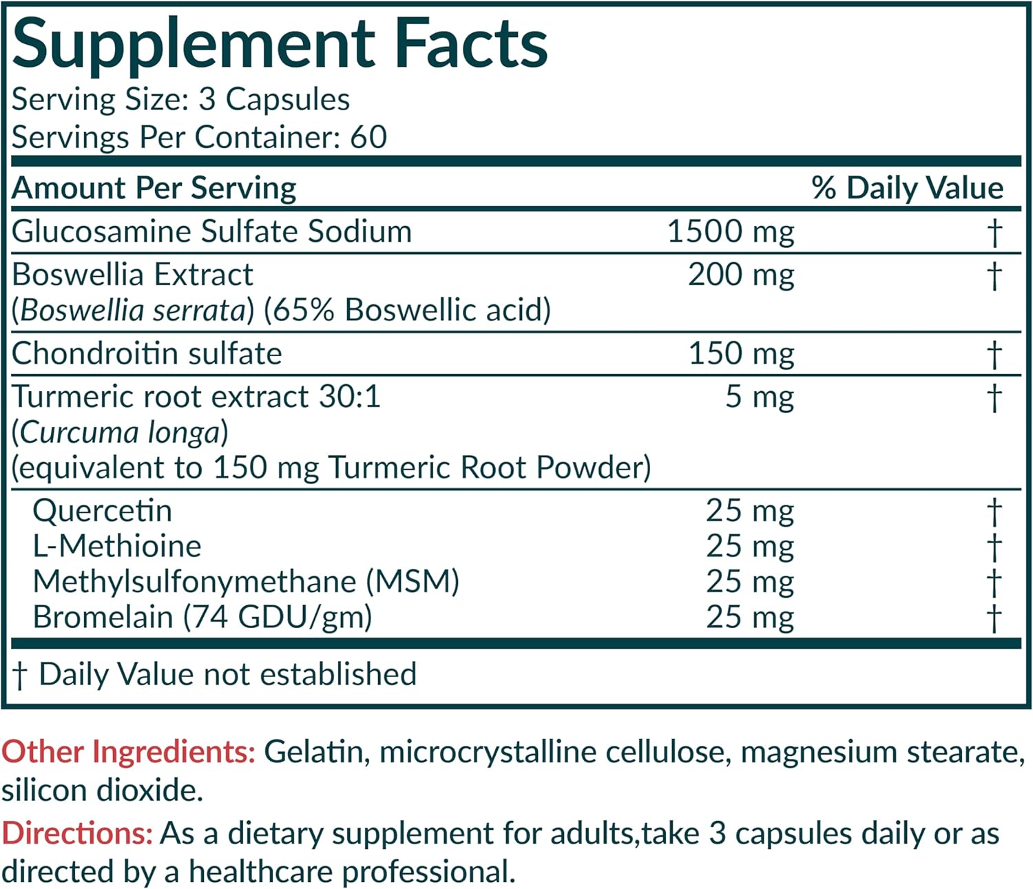 Advanced Joint Formula with Glucosamine, Chondroitin, Turmeric & MSM - 180 Capsules for Healthy Joints & Mobility