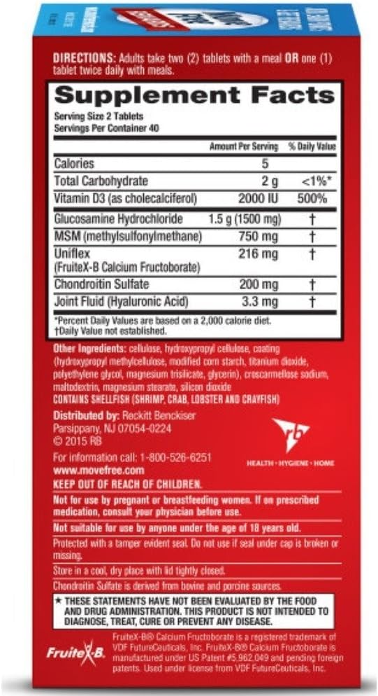 Advanced Joint Health Supplement Tablets with Glucosamine, Chondroitin, MSM & D3 - 320 Count