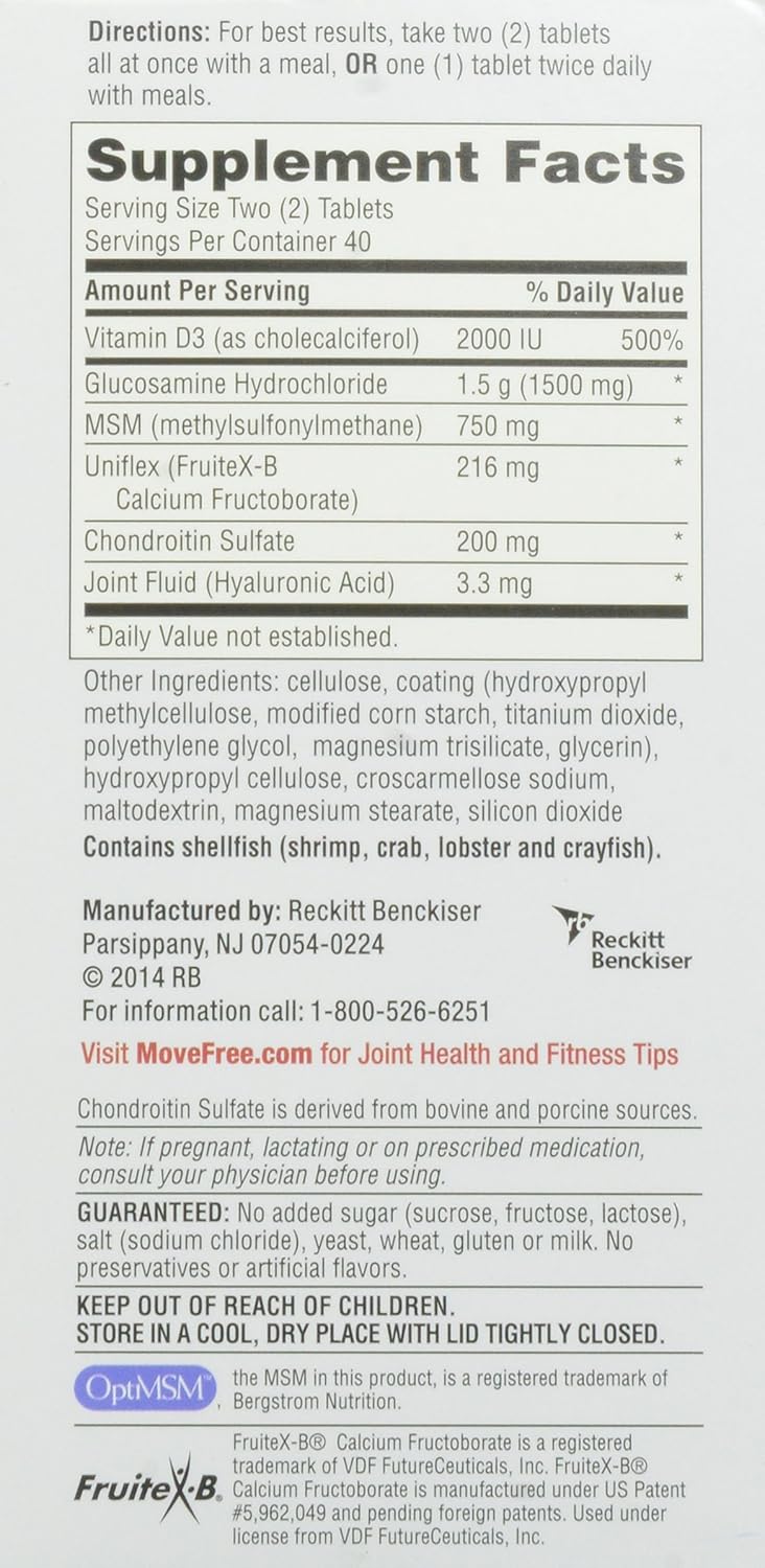 Advanced Joint Supplement with Glucosamine, Chondroitin, MSM, Vitamin D3, and Hyaluronic Acid - 80 Count