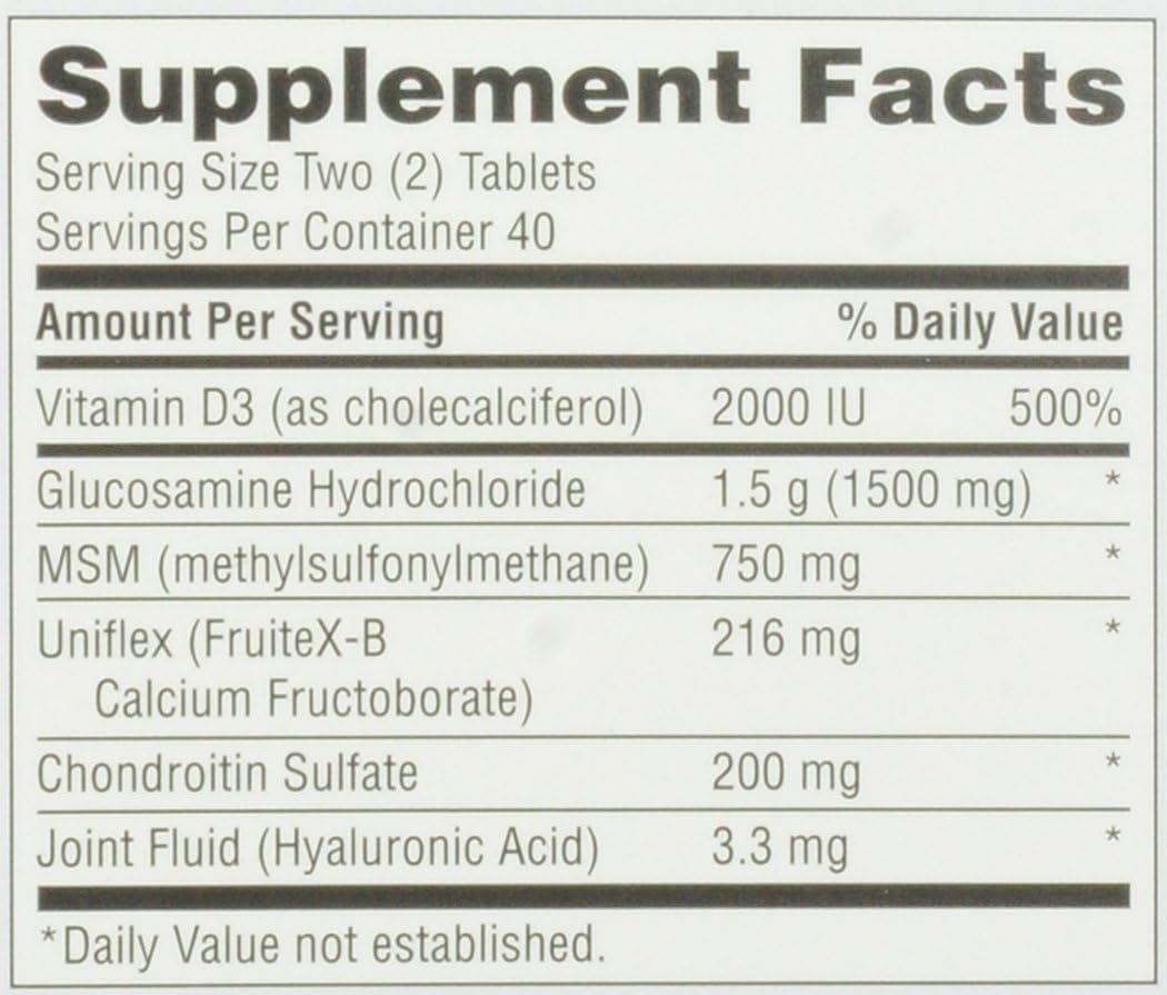 Advanced Joint Supplement with Glucosamine, Chondroitin, MSM, Vitamin D3, and Hyaluronic Acid - 80 Count